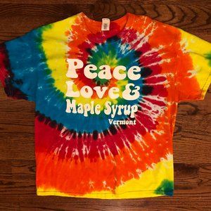 Vermont Peace Love & Maple Syrup Tie-Dye Gildan Short Sleeve T-Shirt Men's XL